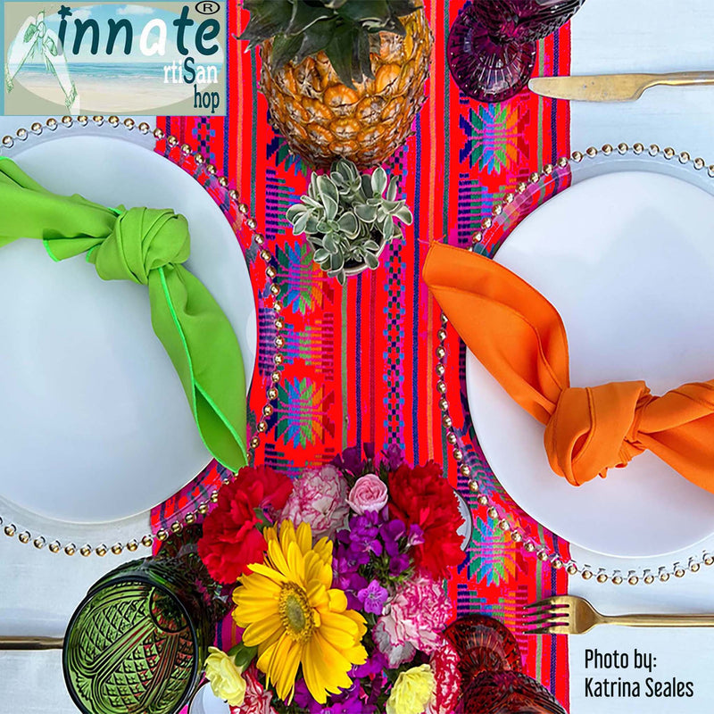 Mexican table runners, caminos de mesa Mexicanos, fuchsia, fucsia, cambaya, hot pink linen