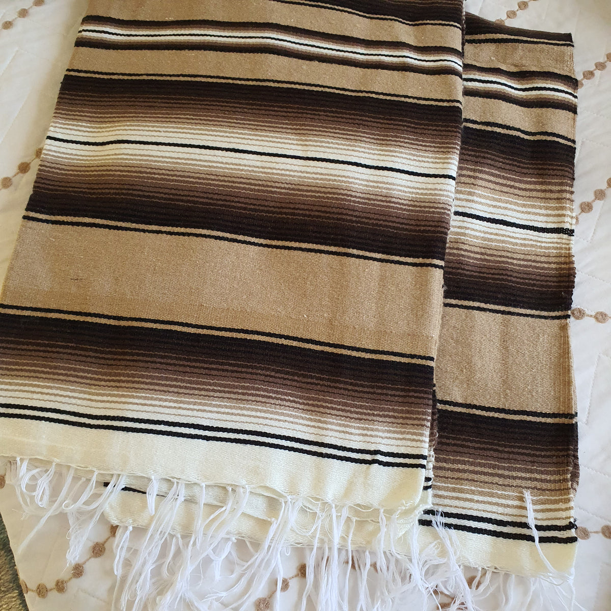 Serape brown/beige blanket, throw blanket, Full size