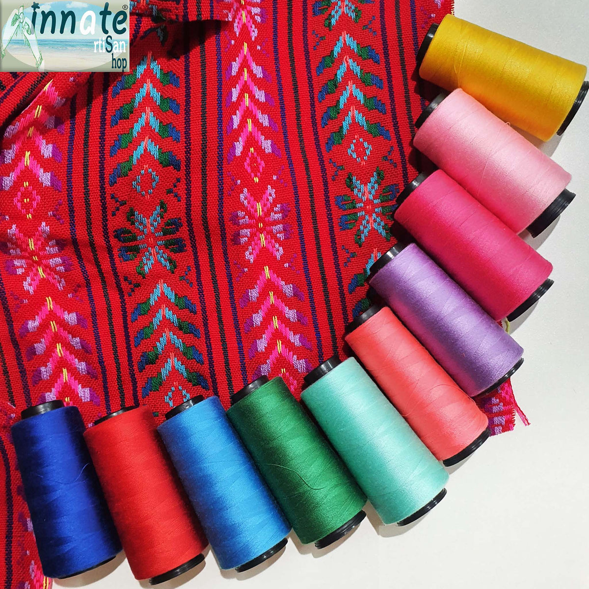 telas mexicanas, cambaya, de telar, artesanas, roja, cambaya