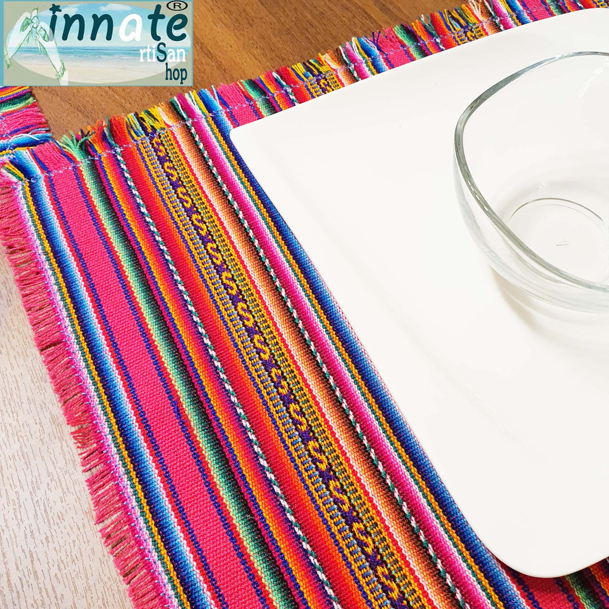 Placemats Magenta, Fuchsia, Andean sets, ethnic, Peruvian, Peru, Inca, Aguayo - Innate Artisan Shop