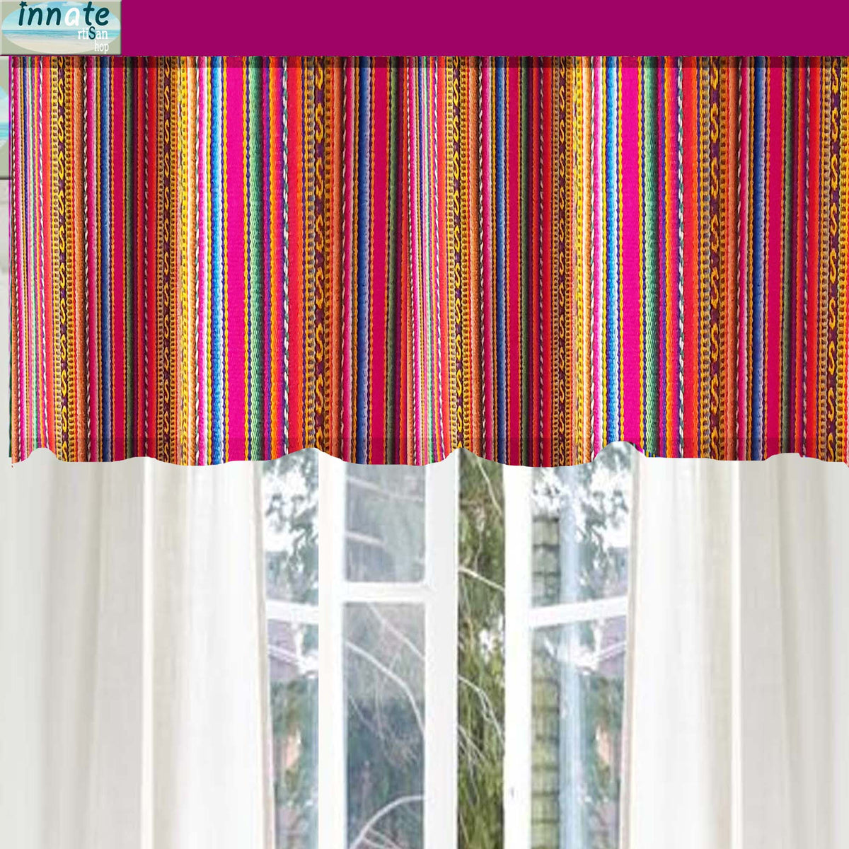 magenta curtain, magenta valance, peruvian, aguayo, ethnic, cusco, decor, custom