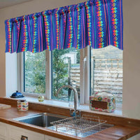 royal blue curtains, cafe curtain, woven, Mexican, Aztec, kitchen, valance, custom