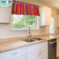 cortinas mexicanas, para cocina, a medida, valance, Mexican curtains, cafe curtains, woven, orange, burnt orange, rainbow
