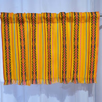 Mexican curtains, valance, kitchen curtain, cortinas para cocina, amarillas, mostaza, mustard, yellow, ethnic, Aztec, Maya, marigold, yellow, amarilla, mango, fringes