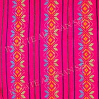 Mexican fabric, fuchsia, hot pink, multicolor design, Aztec