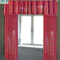 tier curtains, cafe curtains, valance, Mexican, Aztec, ethnic, cambaya, embroidered, red, rojas, cortinas a medida, balance, cortinas delgadas,