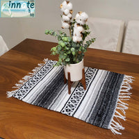 rustic table topper, blanket, Mexican, southwest, falsa, farmhouse table topper, ranch, blanket table topper, fringes, lilac, terracotta, brown, beige, black