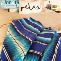 serape blanket, cobija sarape, royal blue, azul rey, full size, cama matrimonial, washable, recycled,, azules, unitono, unicolor