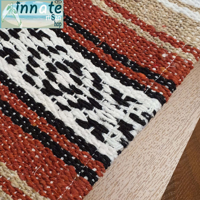 terracotta, farmhouse, table runner, blanket, Mexican, woven, rustic, artisan