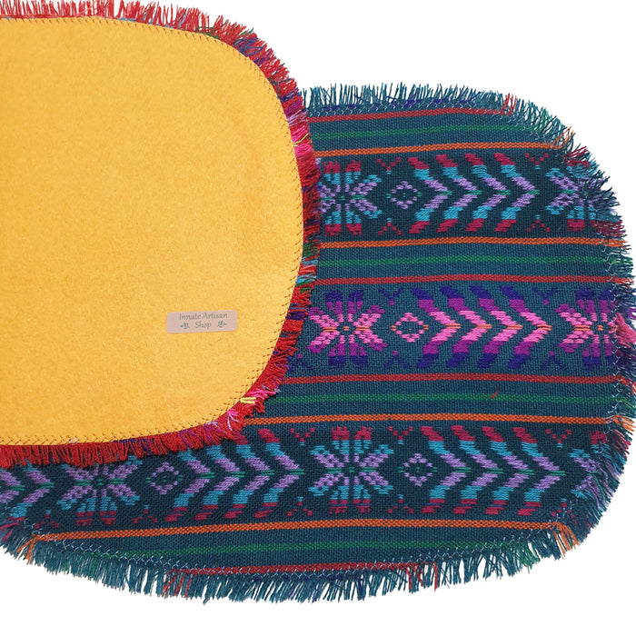 placemat, hunter green, loom made, with felt