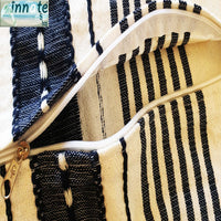 throw pillow, cover, woven, Mexican, navy blue, striped, washable, square, artisan, Oaxaca