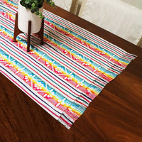 mantel Mexicano, Mexican tablecloth, camino de mesa, table runner, white, woven, cambaya, aztec, mayan, floral print, light