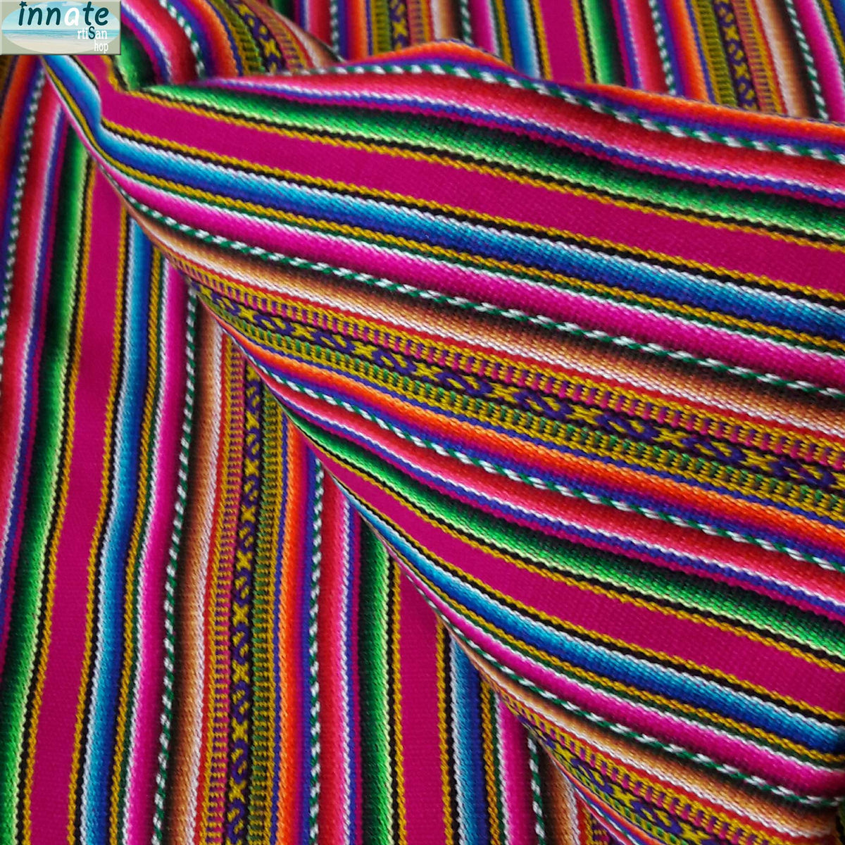 Andean fabric by yard, Peruvian fabrics, aguayo by the yard, tela peruana, por metro, color magenta, dark pink fabric, South America fabric, Cusco, Cuzco, magenta aguayo