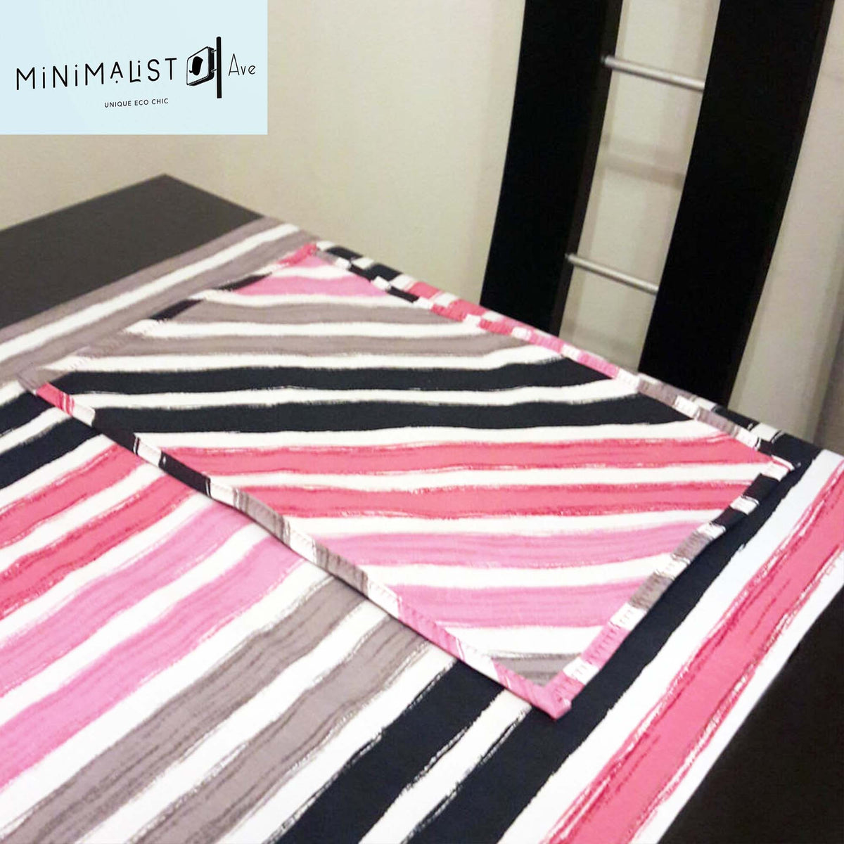 placemats, place mats, placements, minimalist, pink, coral, black, blue, lilac, striped, canvas, minimalistave.com, minimalist
