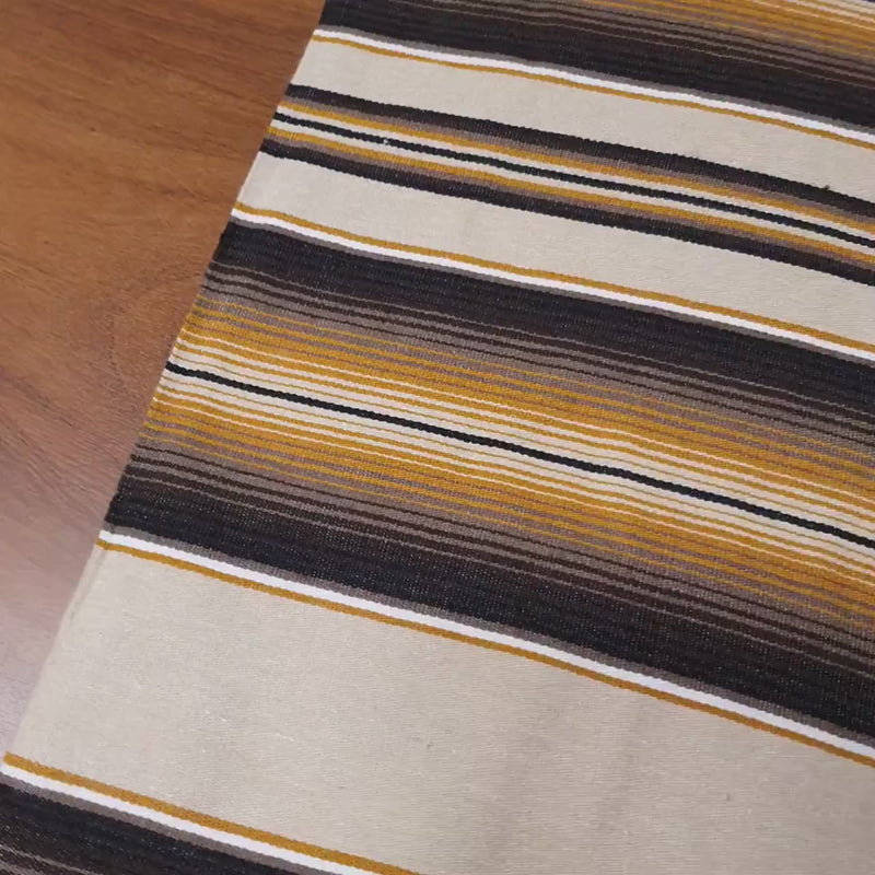 Mexican table runner, serape table runner, brown, mustard, beige, artisan, camino de mesa Mexicano