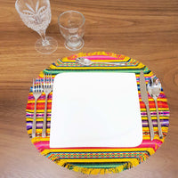 round, oval, placemats, placements, table topper, andean, Peruvian, aguayo, andinos, redondos, individuales, Cusco, housewarming gift, yellow, magenta
