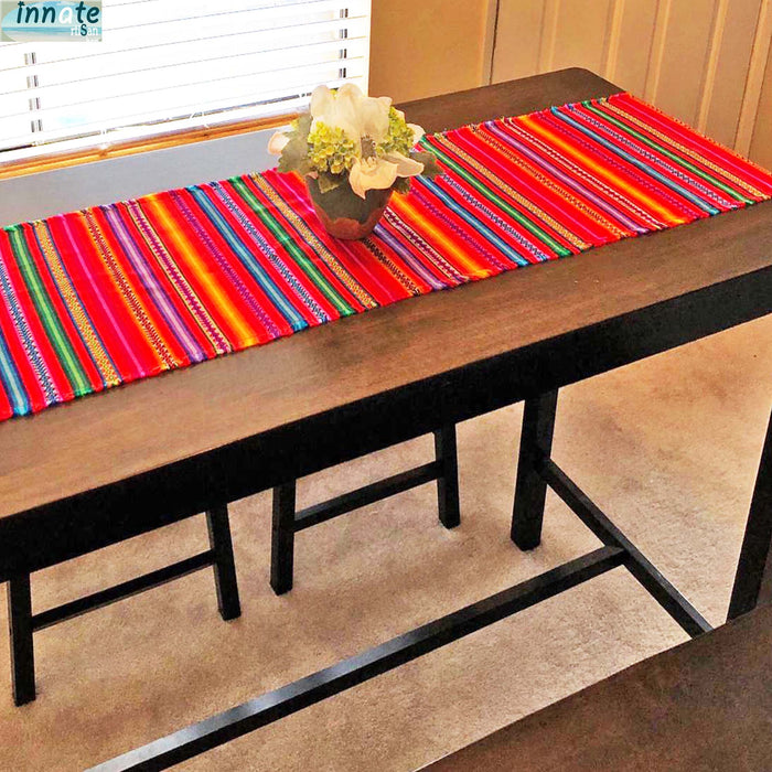 mandarin table runner, orange, Cusco, Peru, decor, Aguayo, South America, camino de mesa color red, rubi red table runner, rojo