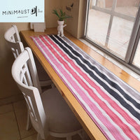 Table runner, minimalist, striped, soho table runner, table decor, chic table runner, soho ,striped table runner pink, fuchsia, placemats set, minimalistave, minimalist, minimalistave.com