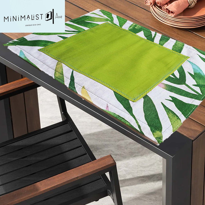 Table runner Lemon Set, stylish, unique design, nature print, leaves print, sage, placemats set, minimalist, minimalistave.com, custom table runners, custom placemats