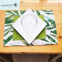 Table runner Lemon Set, stylish, unique design, nature print, leaves print, sage, placemats set, minimalist, minimalistave.com, custom table runners, custom placemats