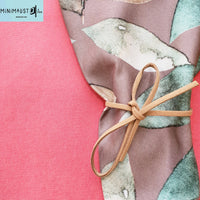 Napkins, 4 napkins, soft, nature print, pastels, leaves print, coral, mint, sand, with ties, custom napkins, minimalist, minimalistave, minimalistave.com