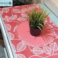 Table runner, coral, reversible, stylish unique design, nature print, coral table runner, with napkins, custom table runners, nature print, recycled, minimalist ave, minimalist, minimalistave.com
