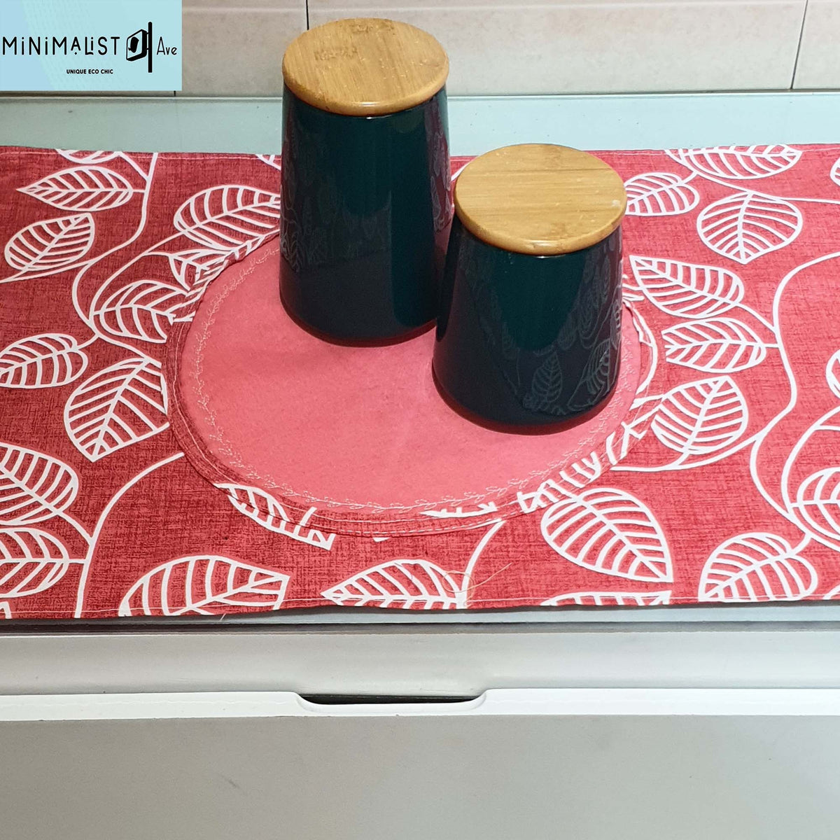 Table runner, coral, reversible, stylish unique design, nature print, coral table runner, with napkins, custom table runners, nature print, recycled, minimalist ave, minimalist, minimalistave.com